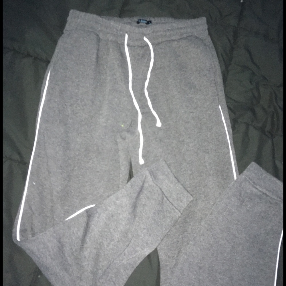 Gray and white sweatpants